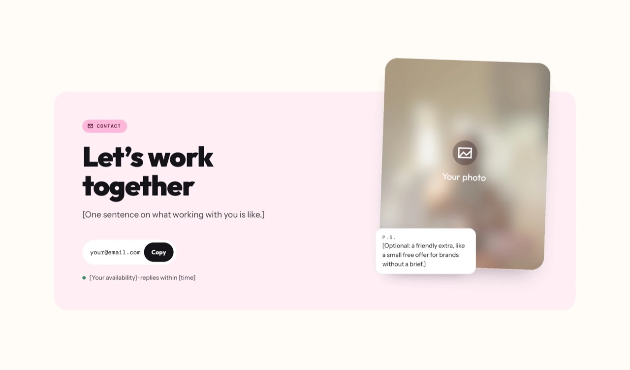 The Contact section of the portfolio